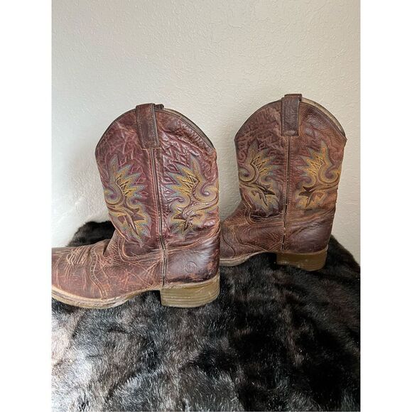 Double H Roper Work Cowboy Boots Leather Western Brown Square Toe Mens 11 11 D - Picture 10 of 12